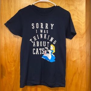 Disney Alice in Wonderland “Sorry I Was Thinking About Cats” Shirt, Size L